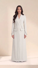 The Nahed Pleated Tulip Cuff Abaya, in Off White, front view