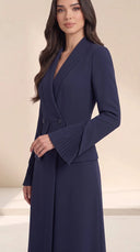 The Nahed Pleated Tulip Cuff Abaya, in Navy, model view