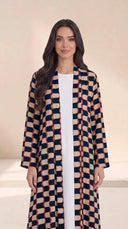 The Naira Geometric Print Open-Front Abaya - TAL by The Abaya Lab
