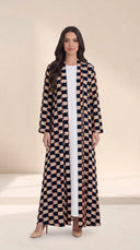 The Naira Geometric Print Open-Front Abaya - TAL by The Abaya Lab