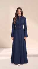 The Najat Military Pleat Front Abaya, in Navy, front view