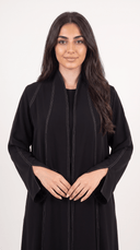 The Najoom Contrast Stitch Open Front Abaya - TAL by The Abaya Lab