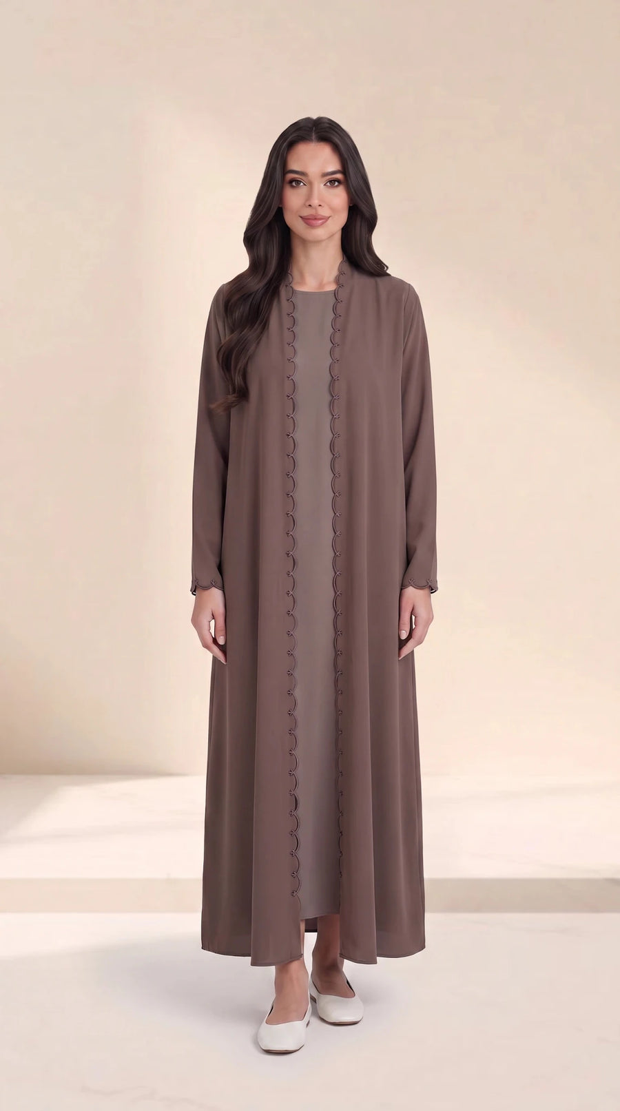 The Nashwa Scalloped Front Edge Abaya