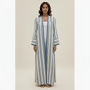 The Nawal Blue Ivory Stripe Open Abaya - TAL by The Abaya Lab