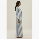 The Nawal Blue Ivory Stripe Open Abaya - TAL by The Abaya Lab