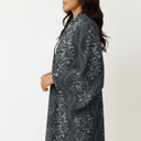 The Nawal Charcoal Blue Floral Abaya - TAL by The Abaya Lab