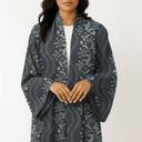 The Nawal Charcoal Blue Floral Abaya - TAL by The Abaya Lab