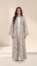 The Nisa Botanical Print Open-Front Abaya - TAL by The Abaya Lab