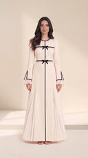 The Nisa Contrast Bow Abaya with Pleated Panels - TAL by The Abaya Lab
