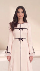 The Nisa Contrast Bow Abaya with Pleated Panels - TAL by The Abaya Lab