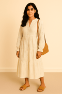 The Noor Chikan Cotton Modest Dress - The Abaya Lab