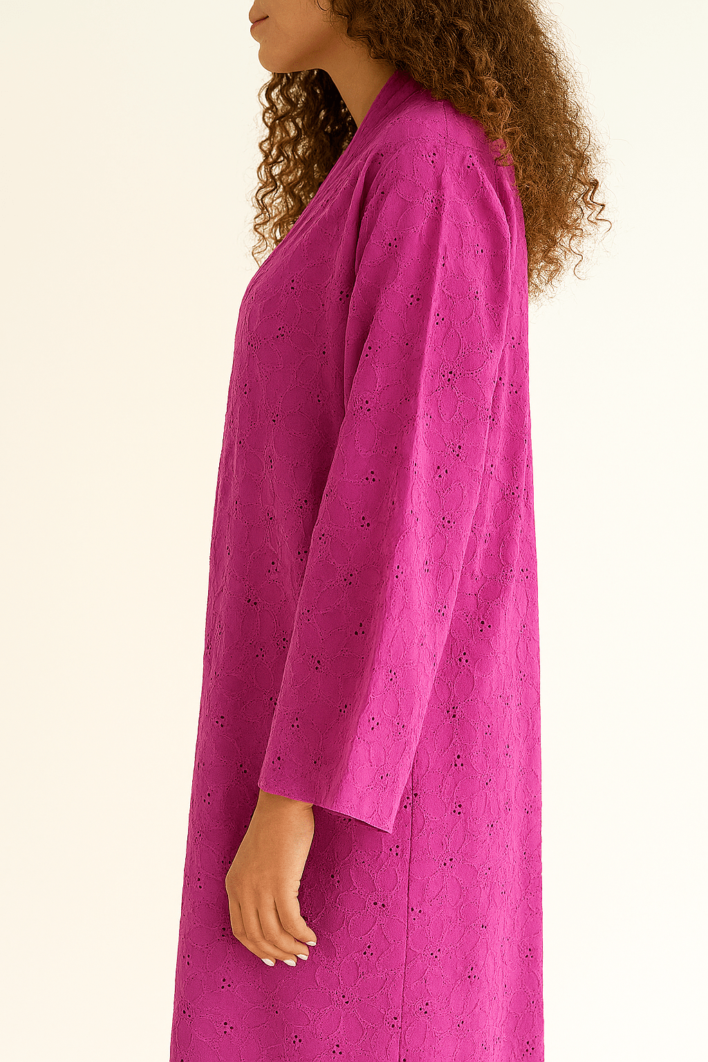 The Noor Chikan Hot Pink Abaya - TAL by The Abaya Lab