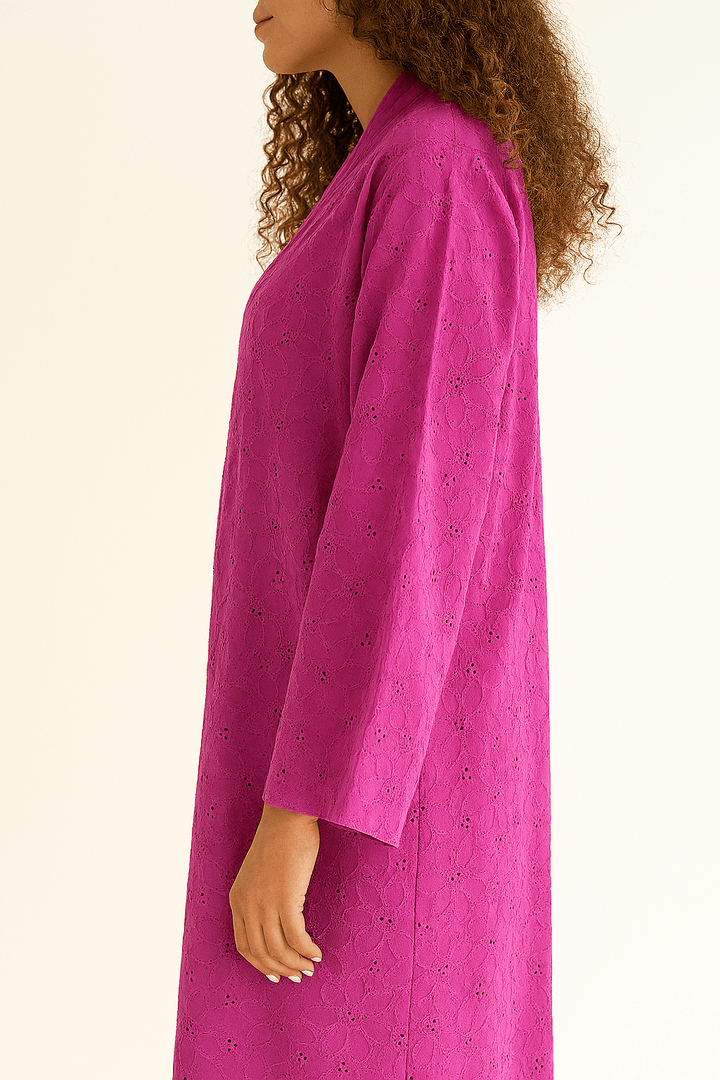 The Noor Chikan Hot Pink Abaya - TAL by The Abaya Lab