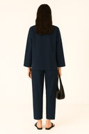 The Noor Linen Bow Knot - Front Set – Navy Edition - The Abaya Lab