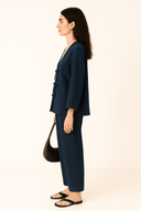 The Noor Linen Bow Knot - Front Set – Navy Edition - The Abaya Lab