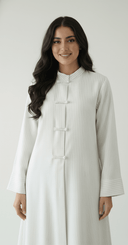 The Noor Mandarin Pinstripe Abaya - TAL by The Abaya Lab