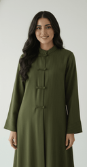 The Noor Mandarin Pinstripe Abaya - TAL by The Abaya Lab