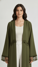 The Noorain Floral Tassel Open Abaya - TAL by The Abaya Lab