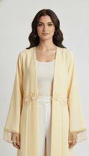 The Noorain Floral Tassel Open Abaya - TAL by The Abaya Lab