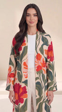 The Noshin Statement Floral Print Open-Front Abaya - TAL by The Abaya Lab