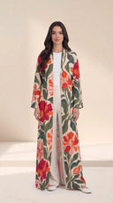 The Noshin Statement Floral Print Open-Front Abaya - TAL by The Abaya Lab