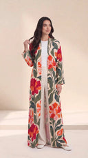 The Noshin Statement Floral Print Open-Front Abaya - TAL by The Abaya Lab