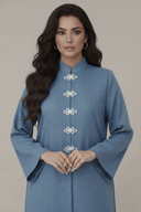 The Nouf Classic Floral Button Detail Abaya - TAL by The Abaya Lab