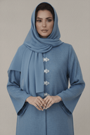 The Nouf Classic Floral Button Detail Abaya - TAL by The Abaya Lab