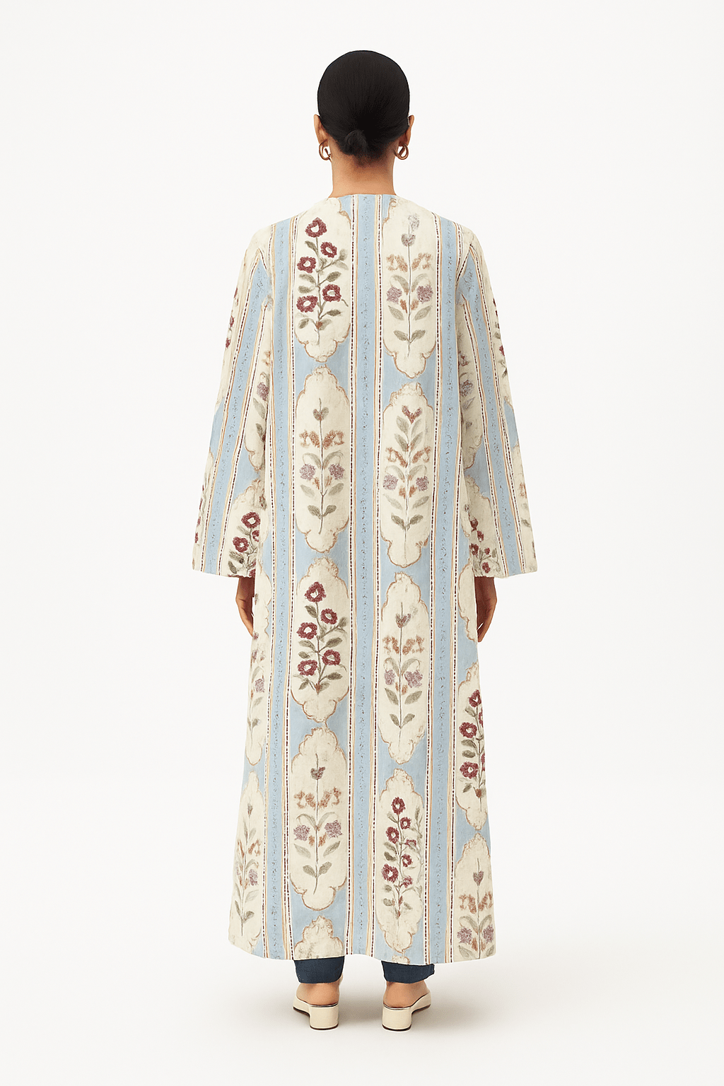 The Noura Blue & Cream Floral Abaya - TAL by The Abaya Lab