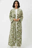 The Noura Lime Green Velvet Abaya - TAL by The Abaya Lab