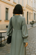 The Noura Smocked Dress – Sage Edition - The Abaya Lab