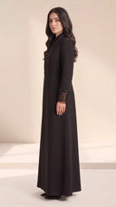 The Nouran Lattice Cutout Cuff Abaya, in Black, side view