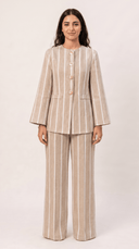 The Omayma Striped Tailored Co-Ord Set - TAL by The Abaya Lab