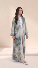 The Rafiqa Abstract Botanical Print Open-Front Abaya - TAL by The Abaya Lab
