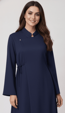 The Rahaf Mandarin Collar Side - Tie Abaya - TAL by The Abaya Lab