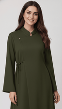 The Rahaf Mandarin Collar Side - Tie Abaya - TAL by The Abaya Lab