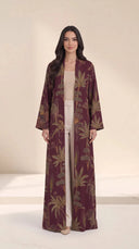The Raihana Palm Garden Print Open-Front Abaya - TAL by The Abaya Lab