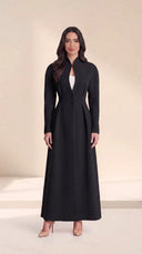 The Raiqa Sculpted Collar Abaya with Covered Buttons - TAL by The Abaya Lab