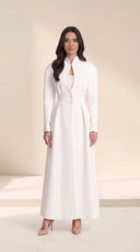 The Raiqa Sculpted Collar Abaya with Covered Buttons - TAL by The Abaya Lab
