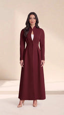 The Raiqa Sculpted Collar Abaya with Covered Buttons - TAL by The Abaya Lab