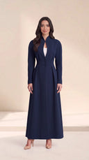 The Raiqa Sculpted Collar Abaya with Covered Buttons - TAL by The Abaya Lab
