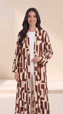 The Ramla Abstract Geometric Print Open-Front Abaya - TAL by The Abaya Lab