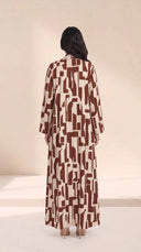 The Ramla Abstract Geometric Print Open-Front Abaya - TAL by The Abaya Lab