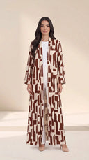 The Ramla Abstract Geometric Print Open-Front Abaya - TAL by The Abaya Lab