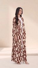 The Ramla Abstract Geometric Print Open-Front Abaya - TAL by The Abaya Lab