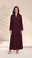 The Ramlah Shawl Sheer Collar and Sheer Cuff Detail Abaya - TAL by The Abaya Lab