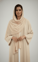 The Rania Piping Detail Open Abaya - TAL by The Abaya Lab