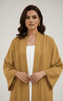 The Rania Piping Detail Open Abaya - TAL by The Abaya Lab