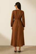 The Rania Pleated Dress – Cocoa Edition - The Abaya Lab
