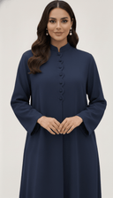 The Rawan Mandarin Collar Scallop Button Abaya - TAL by The Abaya Lab